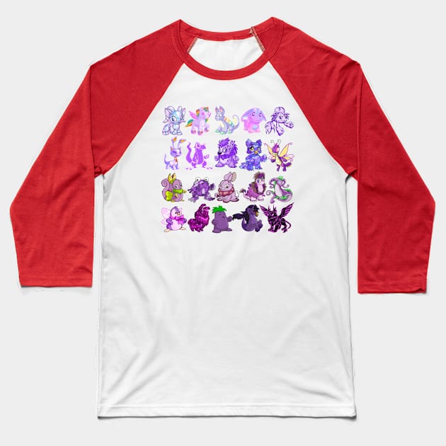 Purple Neopets Baseball T-Shirt by Curious Sausage